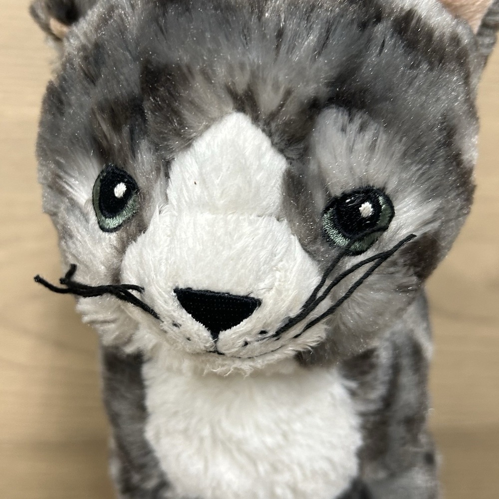 IKEA LILLEPLUTT CUTE GRAY AND WHITE STRIPPED CAT 9" Plush STUFFED ANIMAL Toy - Picture 2 of 7